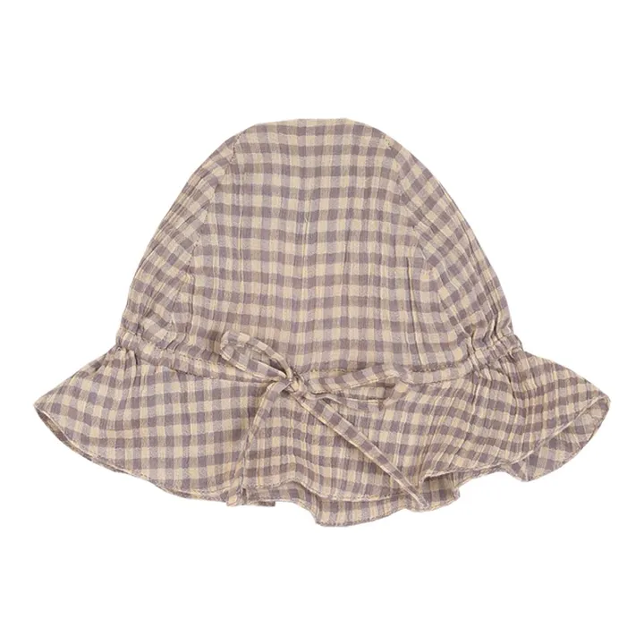 Sombrero de crepé Vichy | Crema- Imagen del producto n°0