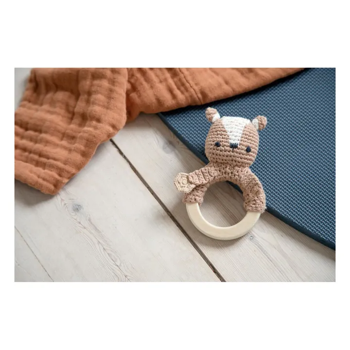 Hochet en crochet Ours Milo en coton bio | Marron- Image produit n°1