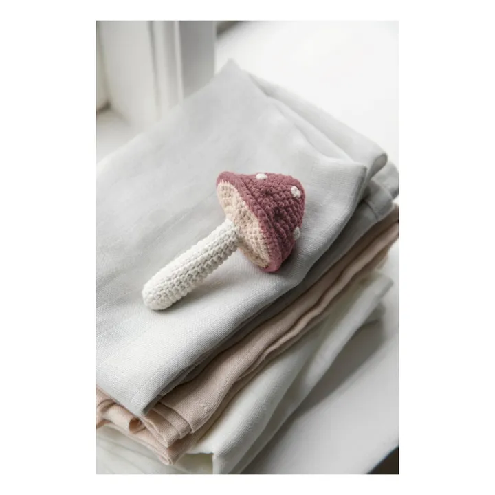 Sonajero de ganchillo Champiñón de algodón orgánico | Rosa- Imagen del producto n°1
