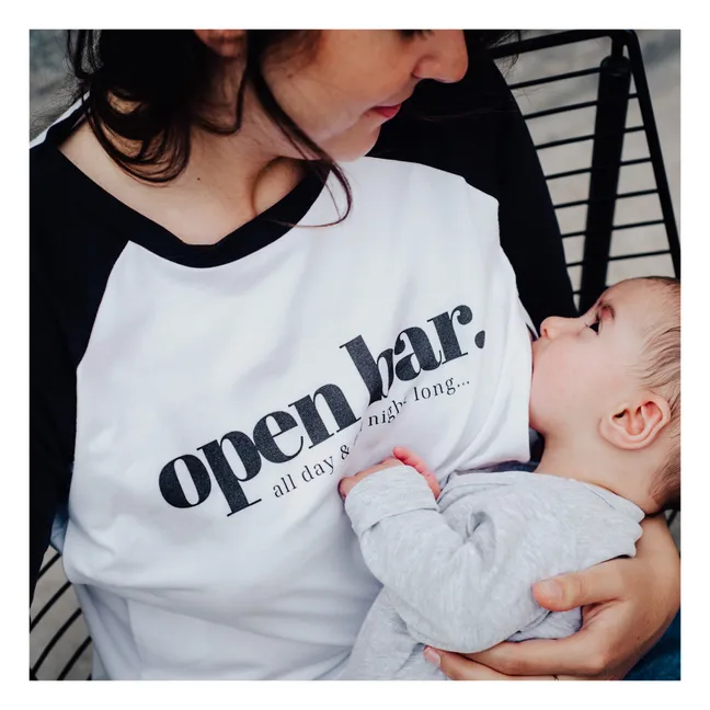 T-Shirt da allattamento, modello: Open bar | Bianco