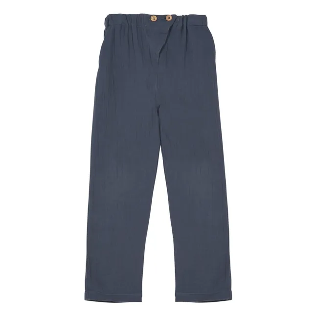 Pantaloni in garza di cotone Marlito | Blu marino