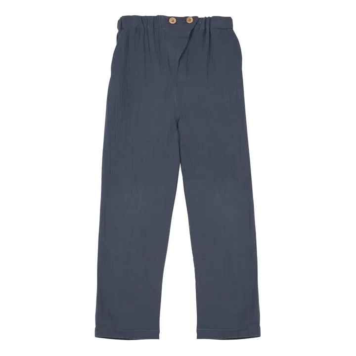 Pantaloni in garza di cotone Marlito | Blu marino- Immagine del prodotto n°0