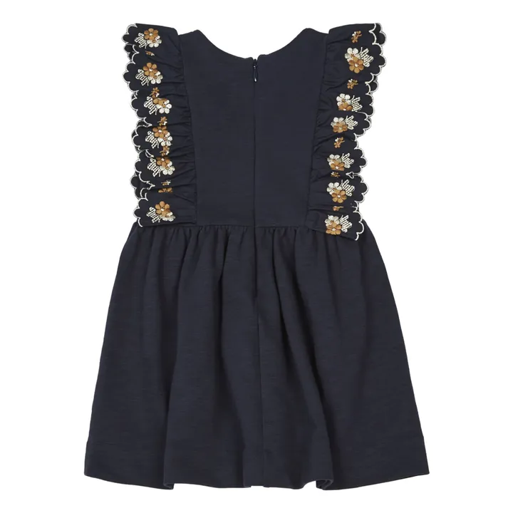 Floral Embroidered Dress  | Navy blue- Product image n°2