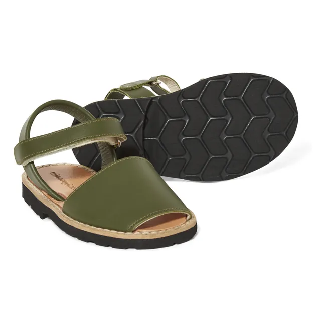 Sandali Avarca Velcro in pelle | Verde militare