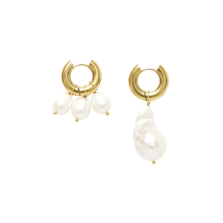 Vergoldete Ohrringe  24 ct Perlen | Weiß- Produktbild Nr. 0