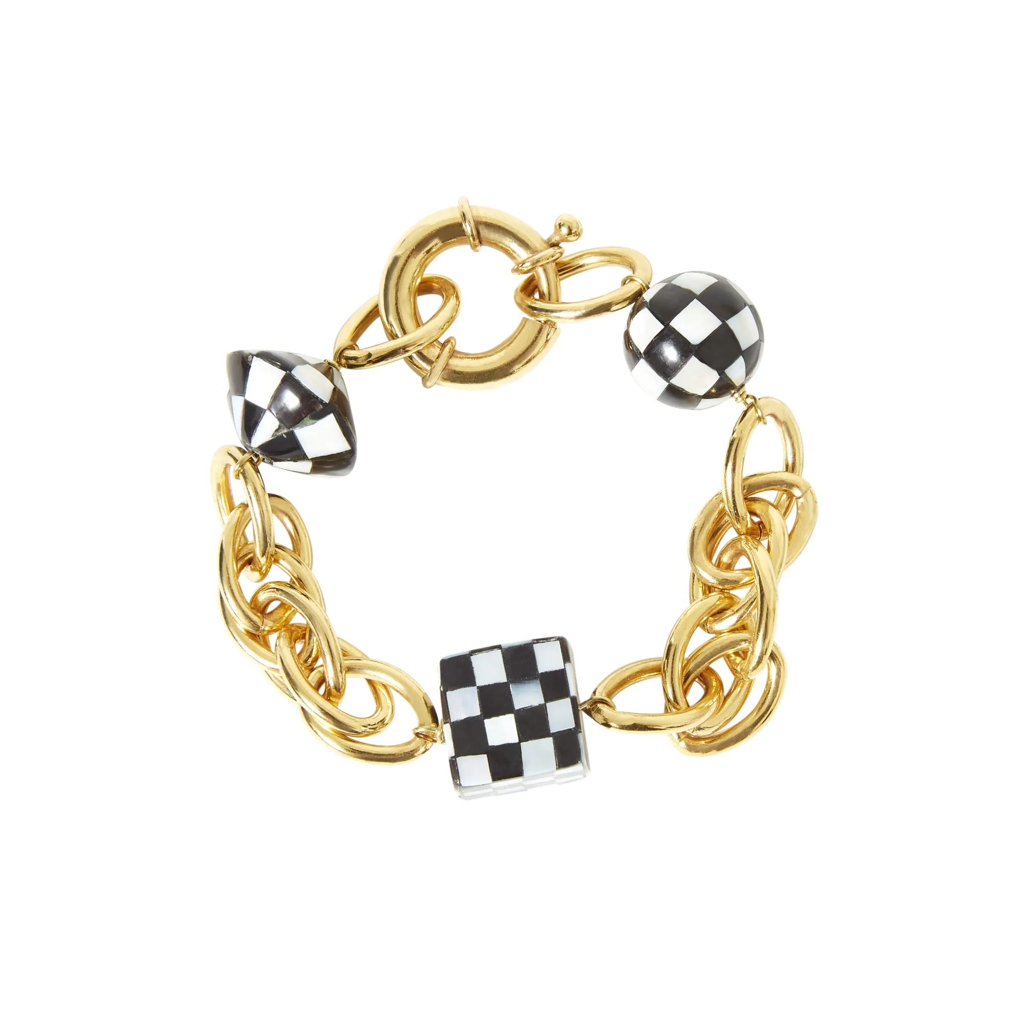 Bracelet en Plaqué Or 24 ct Damiers | Noir- Image produit n°0
