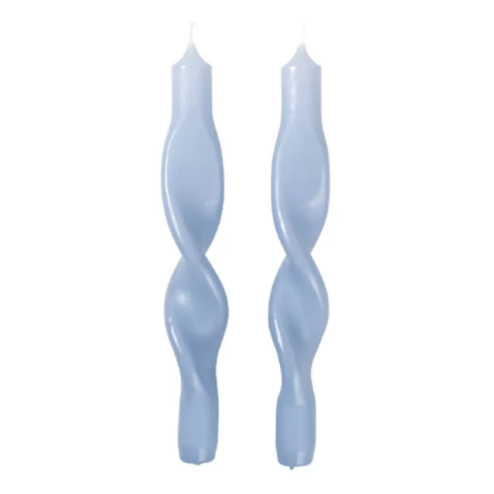 Bougie torsadée Twist - Set de 2 | Bleu ciel- Image produit n°0