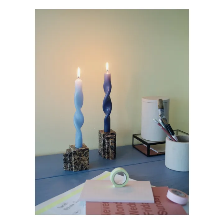 Bougie torsadée Twist - Set de 2 | Bleu ciel- Image produit n°1