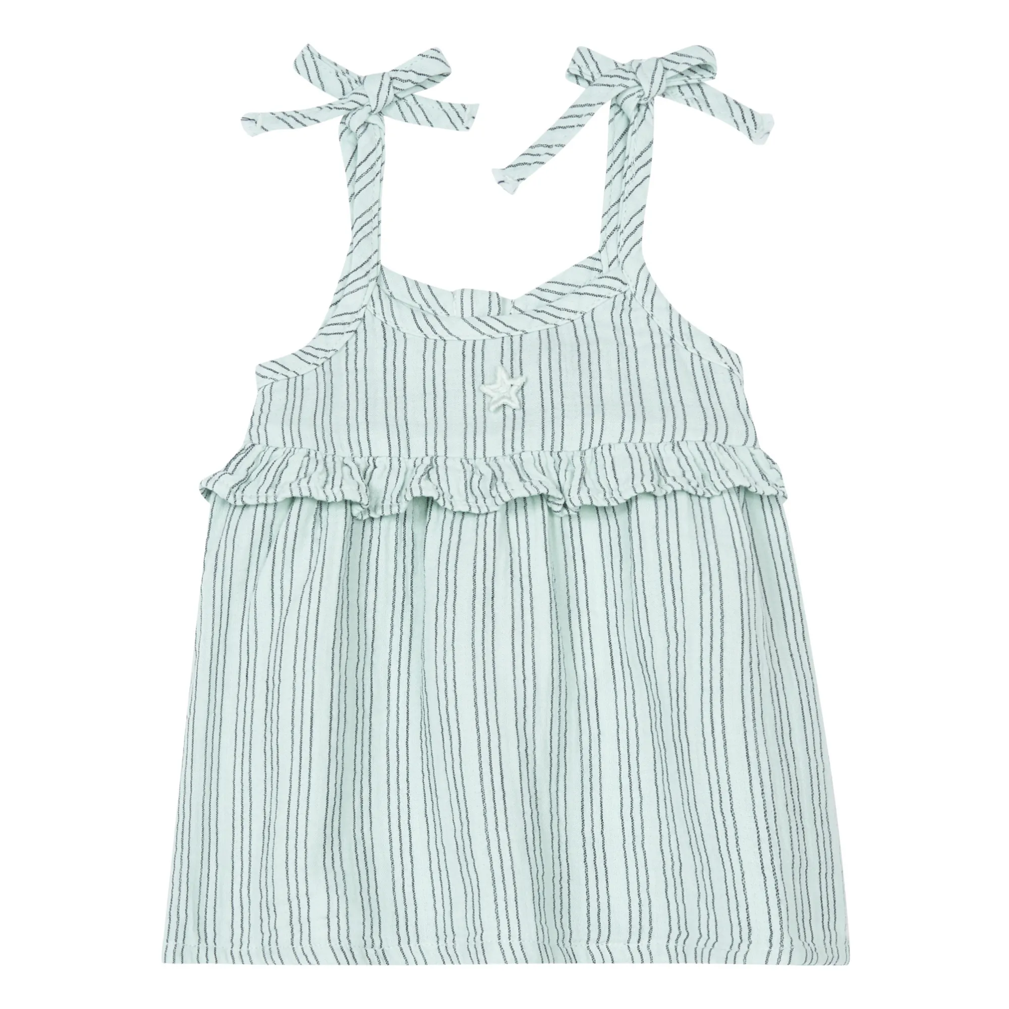Tocoto Vintage Green Water Organic Cotton Striped Dress