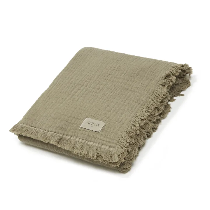 Loulou Organic Muslin Cotton Throw Blanket | Khaki- Product image n°1