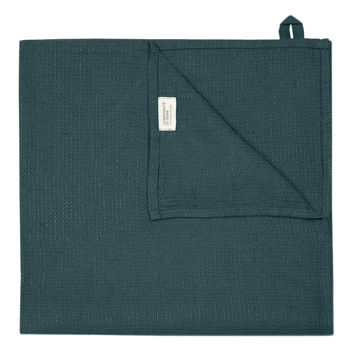 Washed linen honeycomb bath towel | Faded Blue- Product image n°0