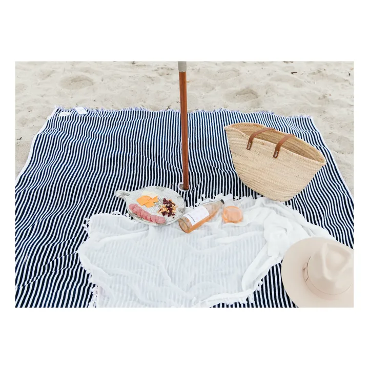 Beach Towel with Parasol Hole | Navy blue- Product image n°1