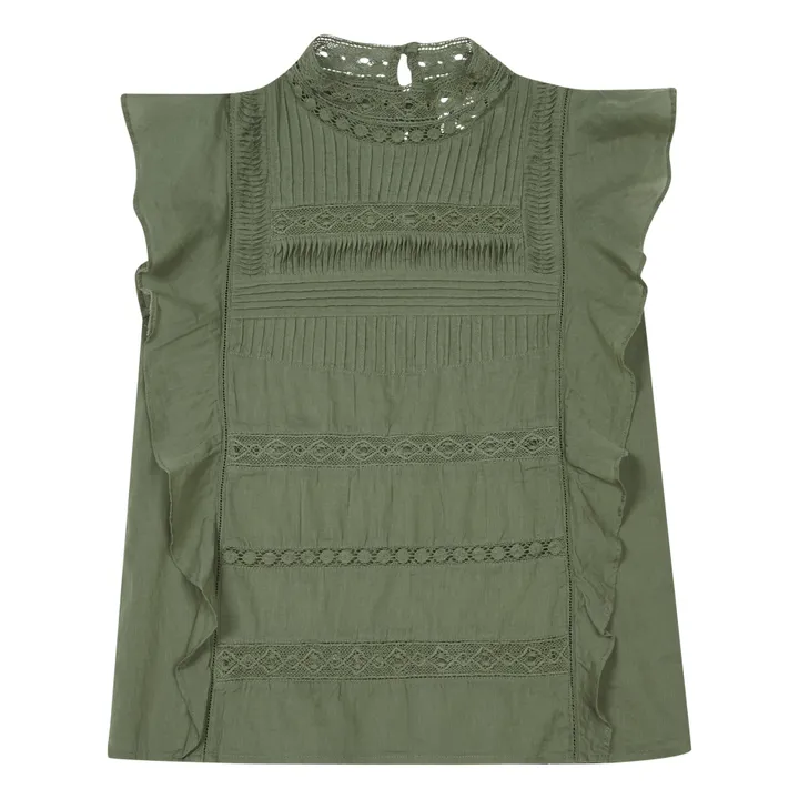 Horen Embroidered Top  | Khaki- Product image n°0