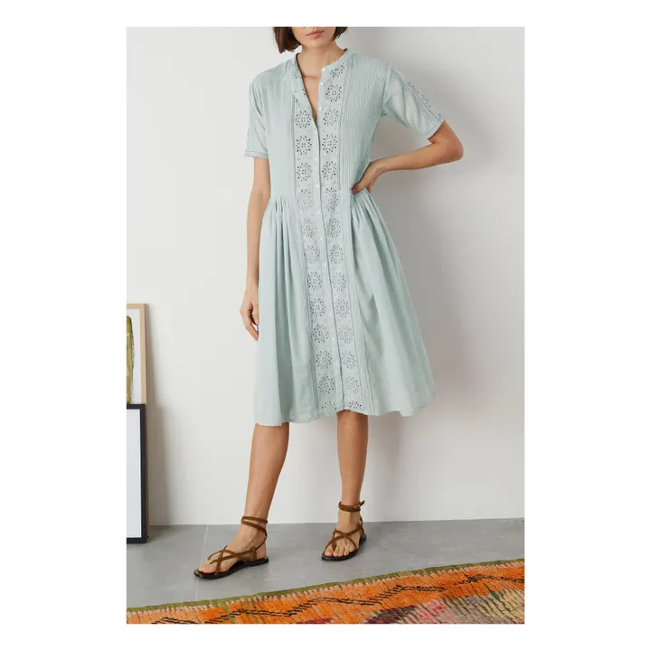 Kleid Retour Brode aus Bio-Baumwolle | Mandelgrün- Produktbild Nr. 1