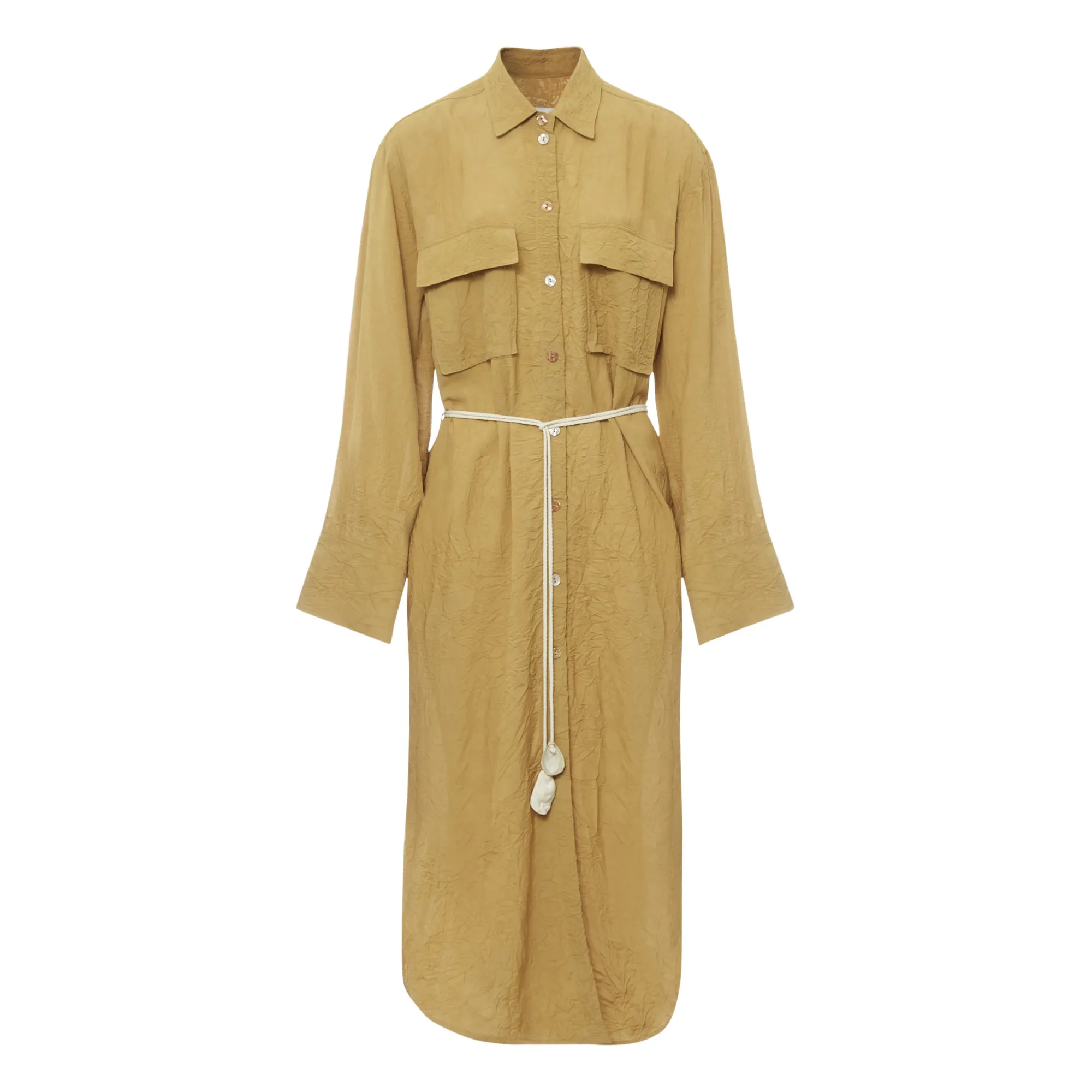 Nanushka Camel Fruma Crinkle Effect Dress Shirt