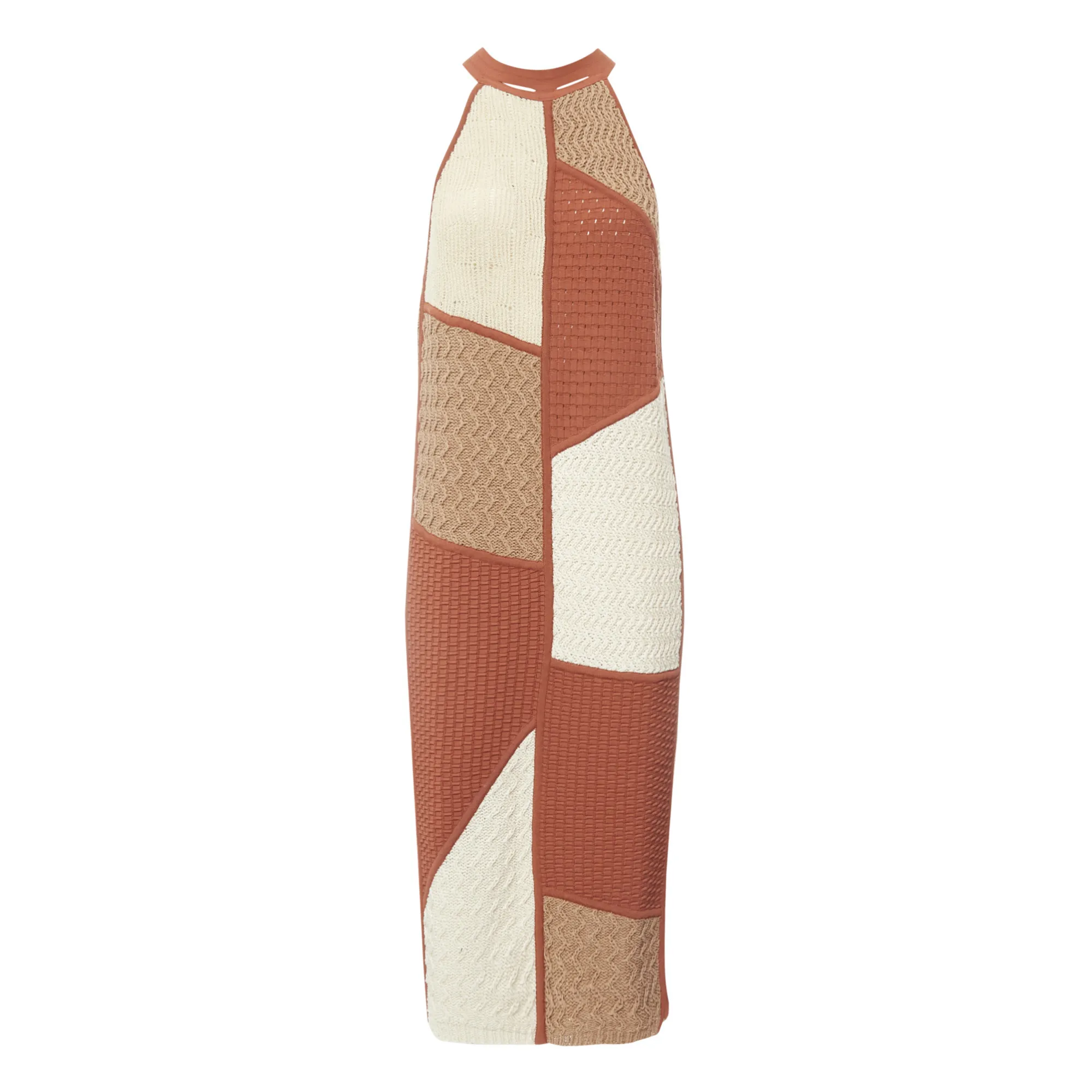Nanushka Camel Wendi Patchwork Dress