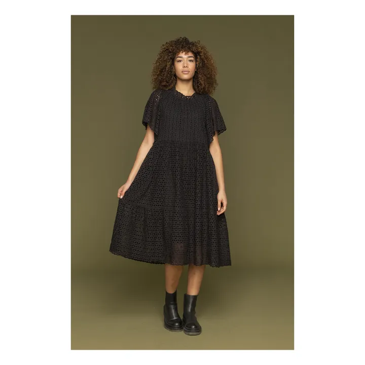 Simon English Embroidered Dress  | Black- Product image n°2