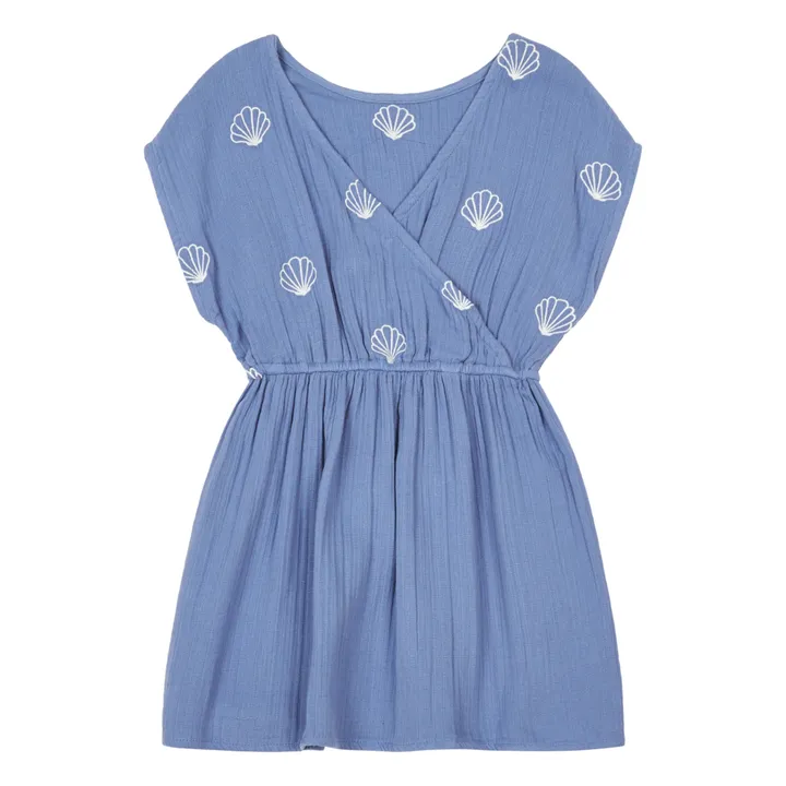 Kleid Baumwollgaze Floral | Blau- Produktbild Nr. 2
