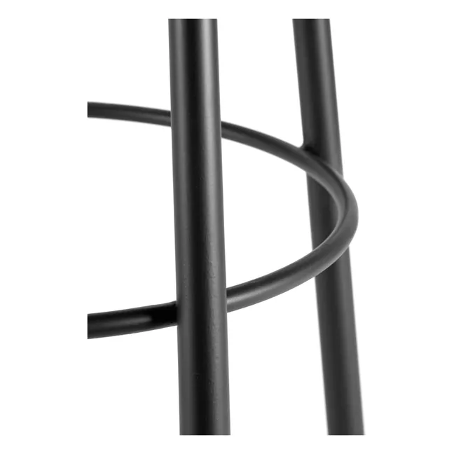 Wooden Stool with Metal Base | Black