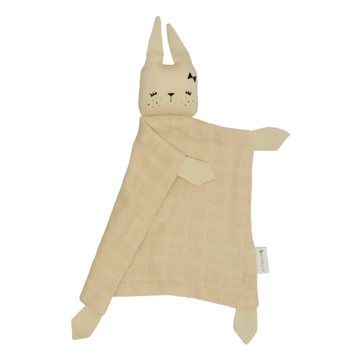 Peluche-Mantita Conejo de algodón orgánico | Amarillo palo- Imagen del producto n°0