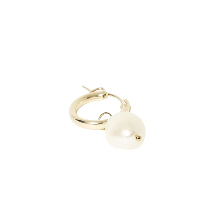 Boucles d'Oreilles Perles Hoops Small | Doré- Image produit n°4