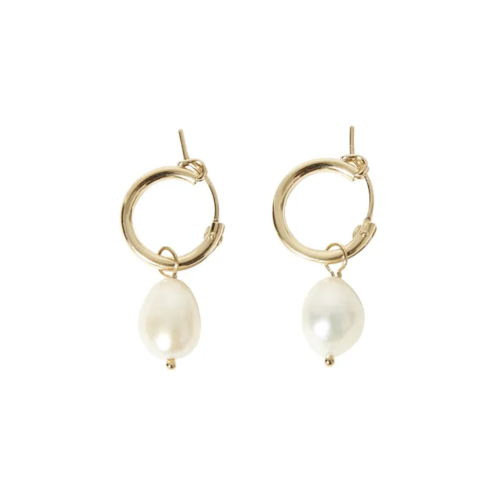Boucles d'Oreilles Perles Hoops Small | Doré- Image produit n°0