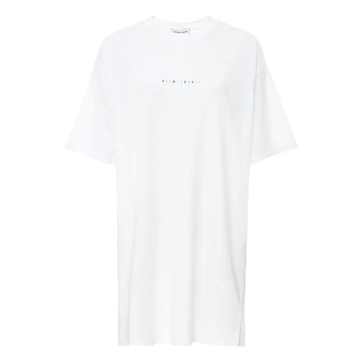 Vestido Camiseta Overdress algodón orgánico - Colección Mujer  | Blanco- Imagen del producto n°0