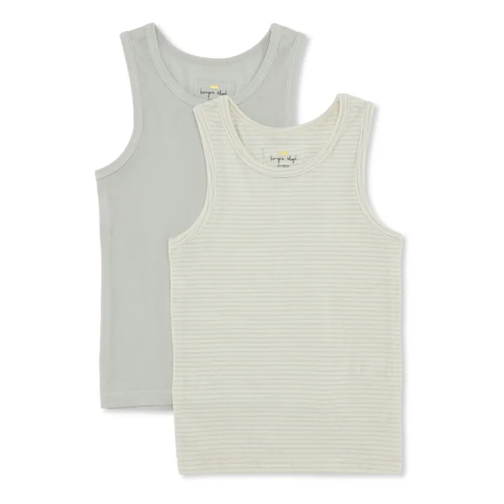 Set de 2 Camisetas de asas con estampado algodón orgánico | Verde agua- Imagen del producto n°0