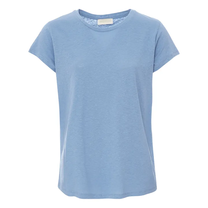 Camiseta Sondrio algodón y lino | Azul- Imagen del producto n°0