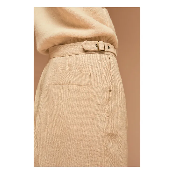 Pantaloni Mario in cotone e lino | Ecru- Immagine del prodotto n°4