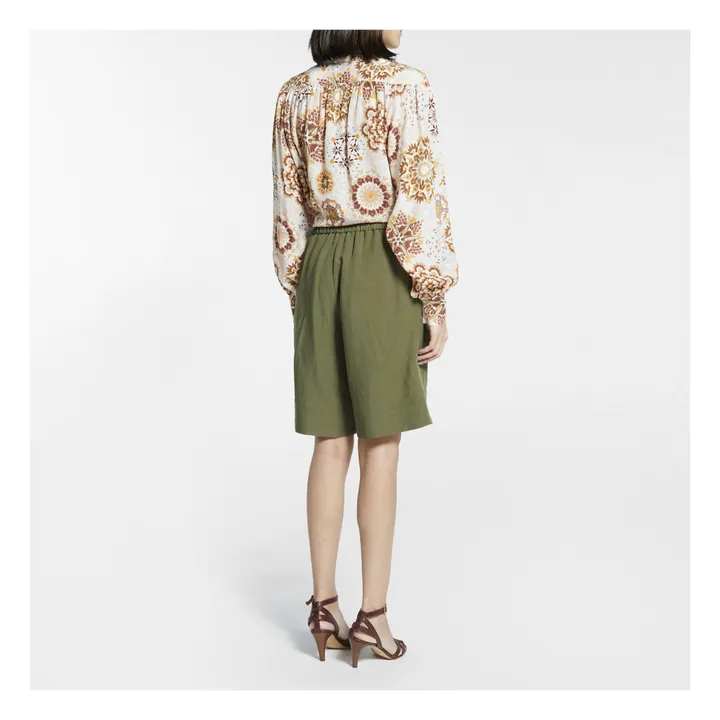 Biancospino Linen Blend Shorts  | Khaki- Product image n°2