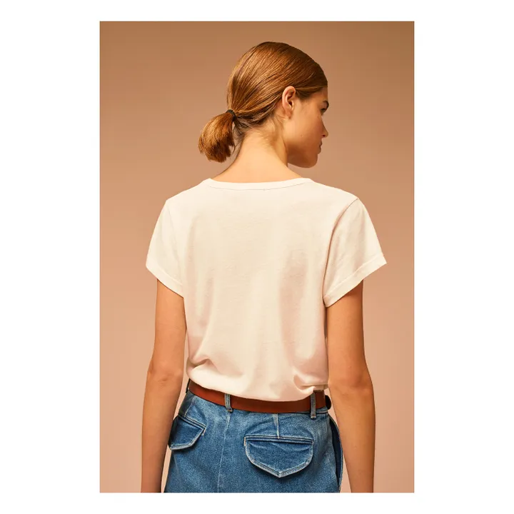 T-shirt Dominique in cotone e lino | Ecru- Immagine del prodotto n°2