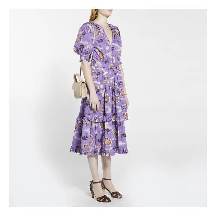 Dasha Popelin Print Dress  | Purple- Product image n°1