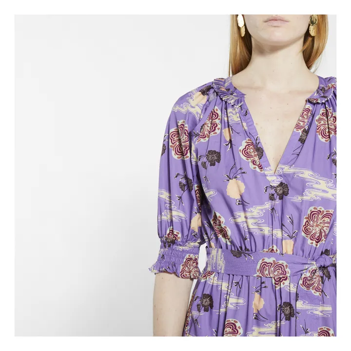 Dasha Popelin Print Dress  | Purple- Product image n°3