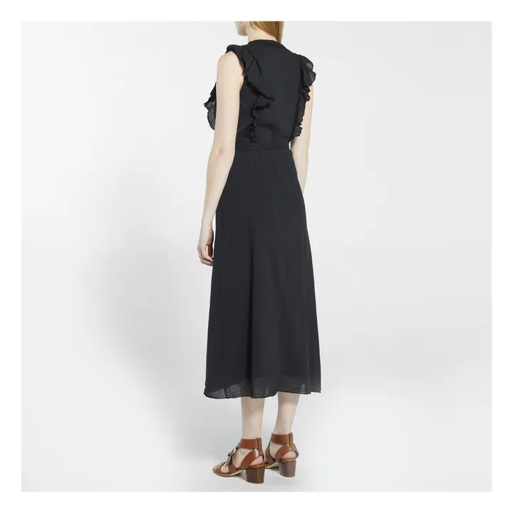 Crinkle Cotton Gauze Wrap Dress | Black- Product image n°2