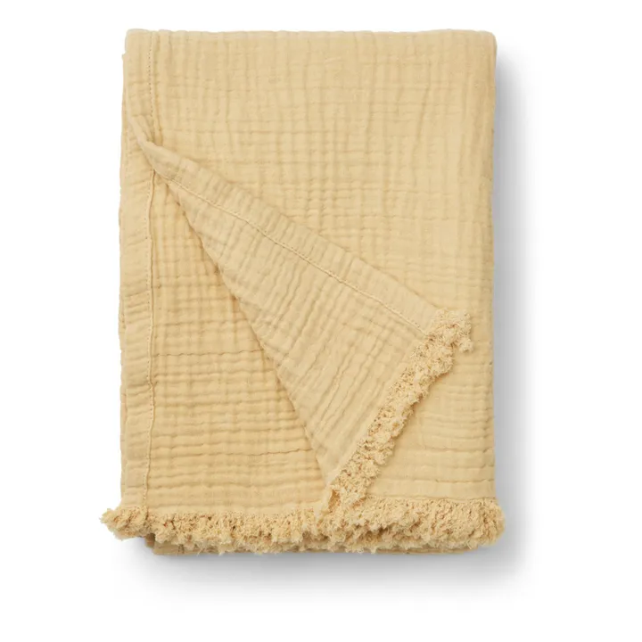 Magda Organic Muslin Cotton Blanket  | Pale yellow- Product image n°0