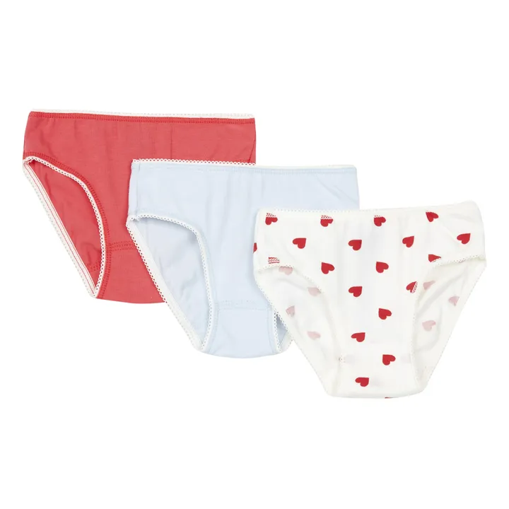 Set of 3 Belamour Organic Cotton Heart Briefs  | Red- Product image n°0
