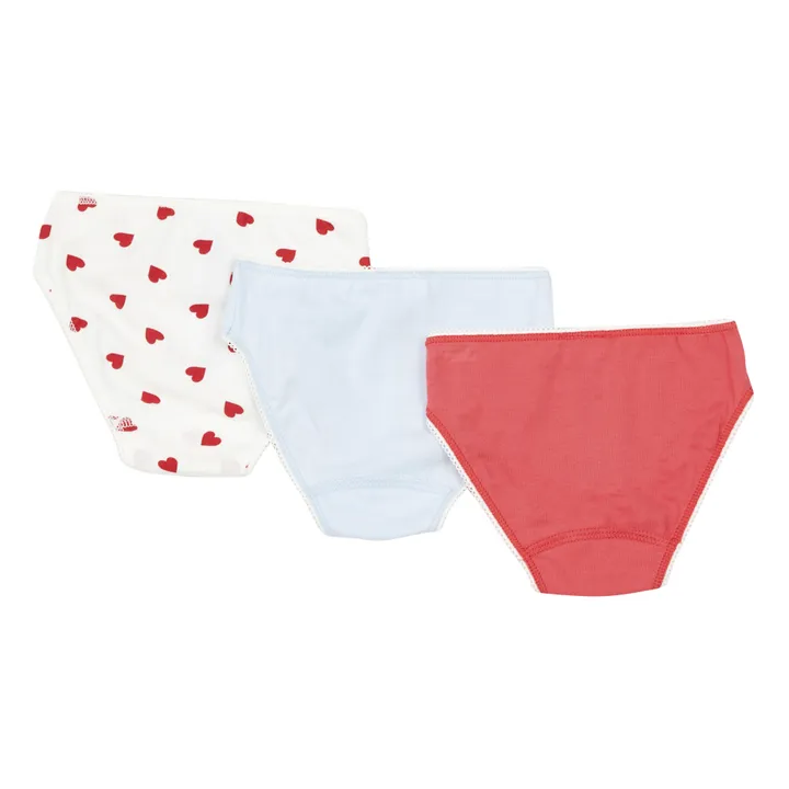 Set of 3 Belamour Organic Cotton Heart Briefs  | Red- Product image n°1