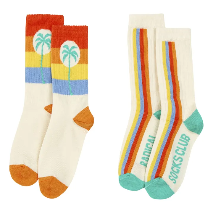 Palm Tree & Radical Socks - Pack of 2 | Off white- Product image n°1