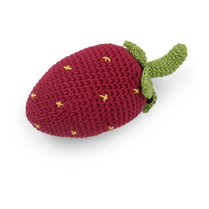 Hochet Fraise en crochet | Rouge- Image produit n°1