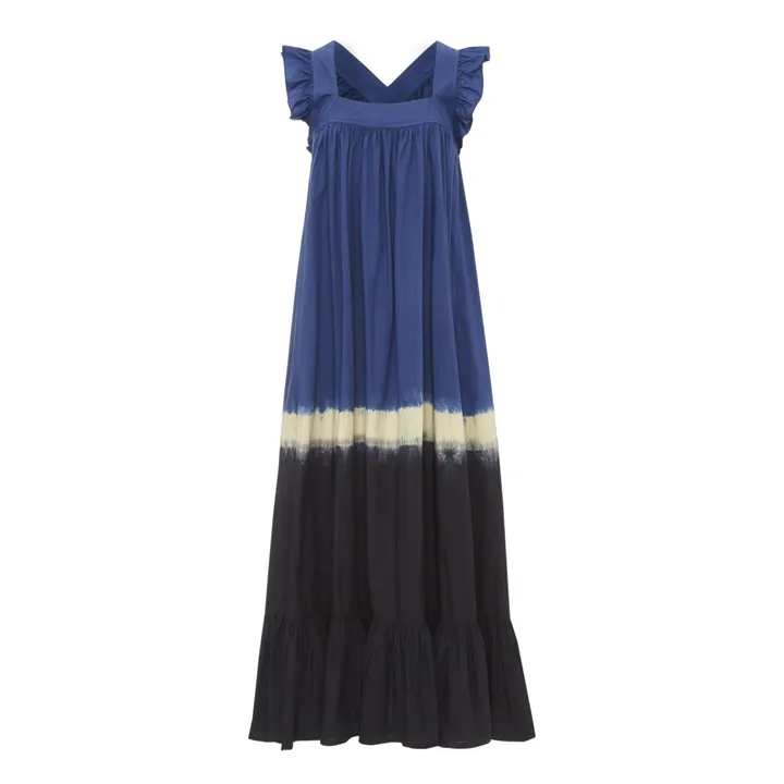 Cotton Popeline Tie-dye Fillette Dress  | Indigo blue- Product image n°0