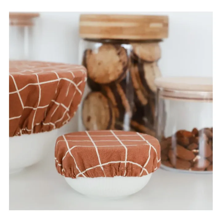 Couvre plat alimentaire Check | Terracotta- Image produit n°1