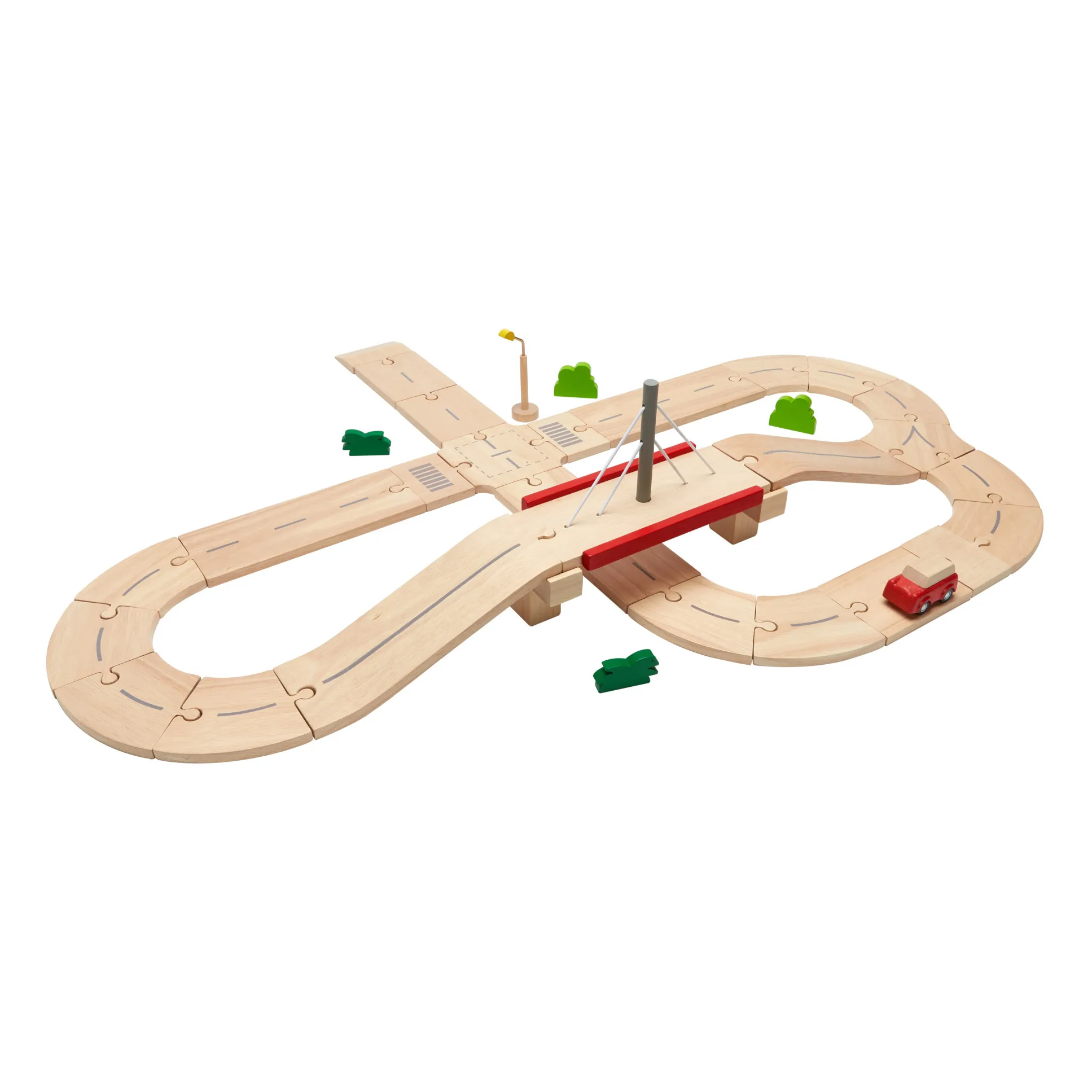 Plan Toys Multicoloured Wooden Car Circuit And Accessories