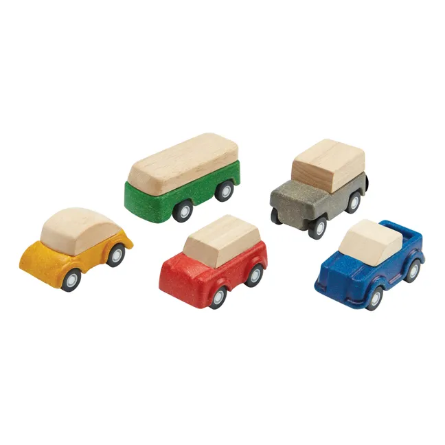 Mini-Fahrzeuge aus Holz - 5er-Set