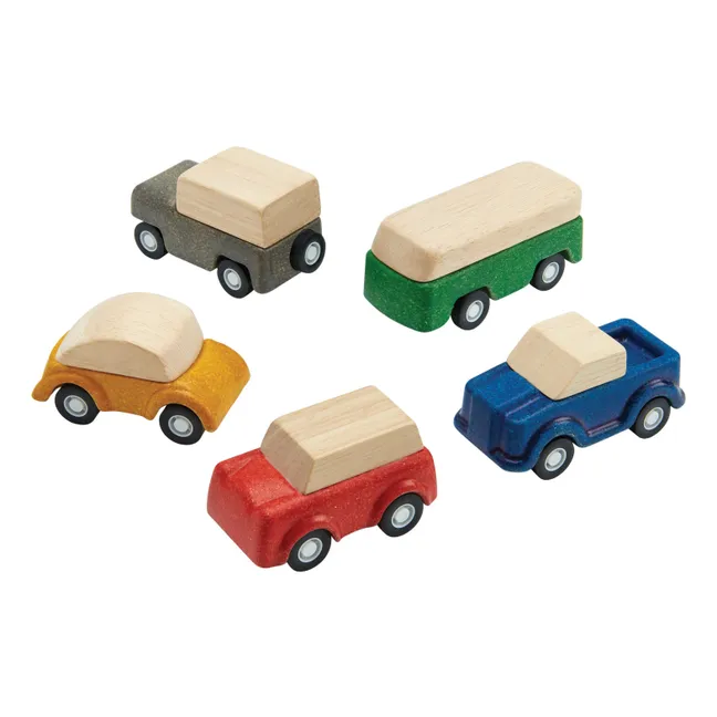 Mini coches de madera - Set de 5