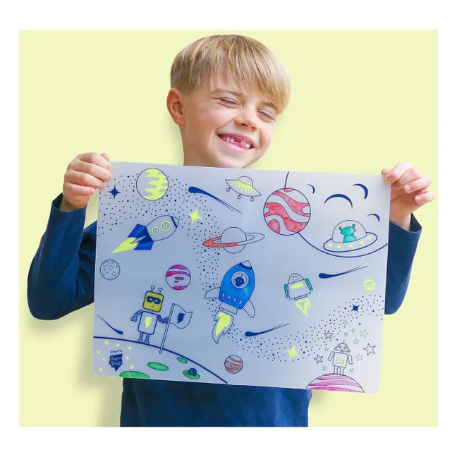 Set de mesa para colorear con 5 rotuladores y pulsera S