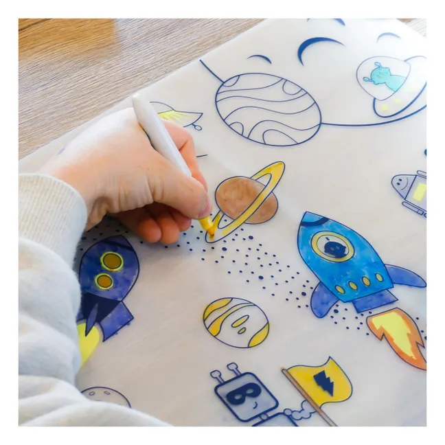 Set de mesa para colorear con 5 rotuladores y pulsera S