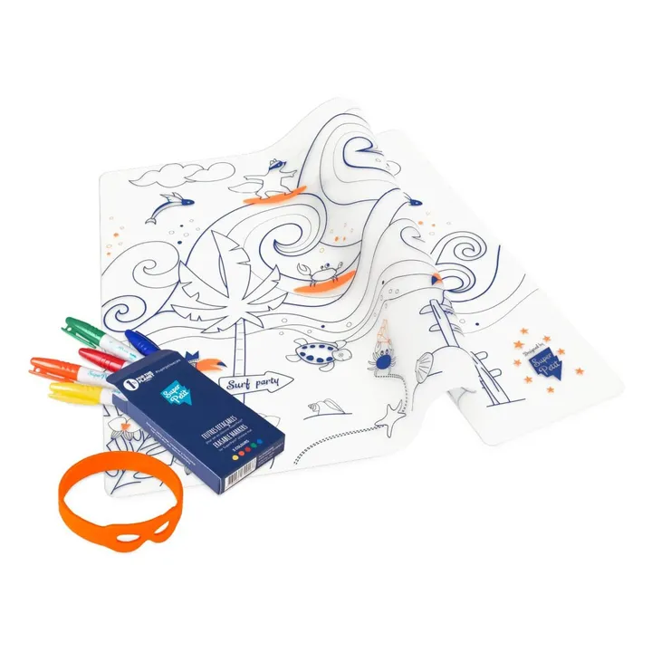 Tovaglietta da colorare con 5 pennarelli e un braccialetto Surf Party- Immagine del prodotto n°4