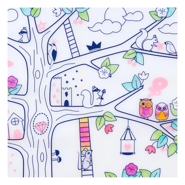 Tischset zum Ausmalen mit 5 Filzstiften und Armband Zauberbaum - rosafarben