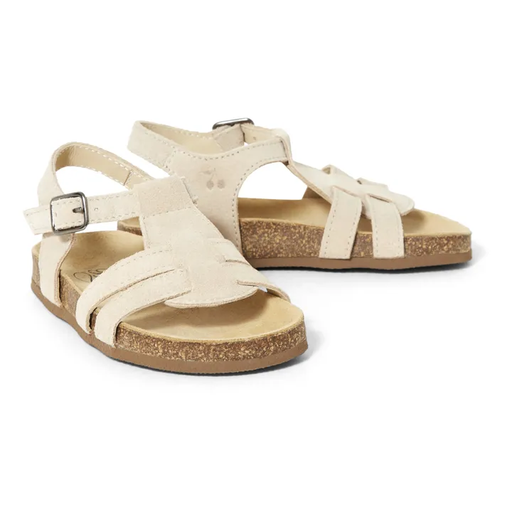 Cork Sole Suede Sandals  | Taupe brown- Product image n°1